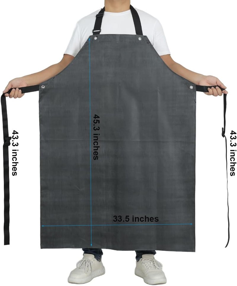 STPGIFC Thick Rubber Apron, Waterproof Apron Butcher Heavy Duty Chemical Resistant Adjustable Work Apron - Image 2